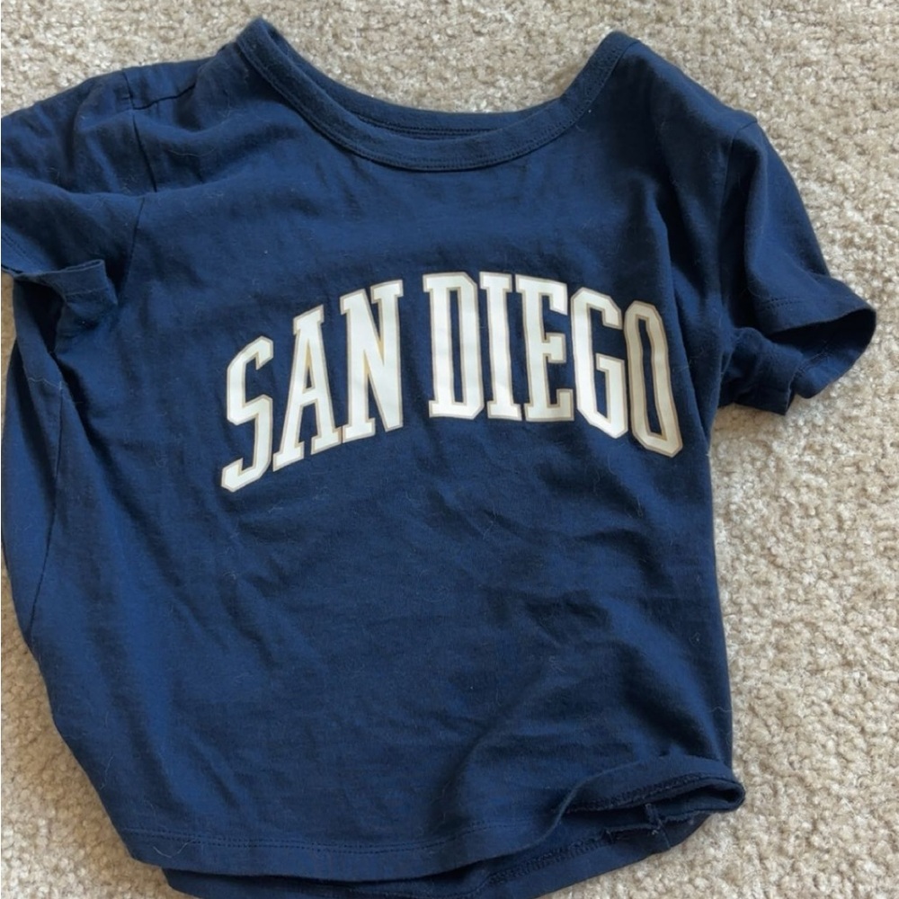 Navy Blue Crop Shirt with San Diego Print